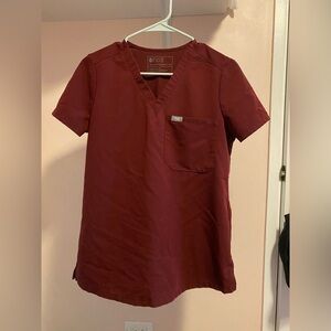 Figs - Catarina Scrub Top Burgundy XS